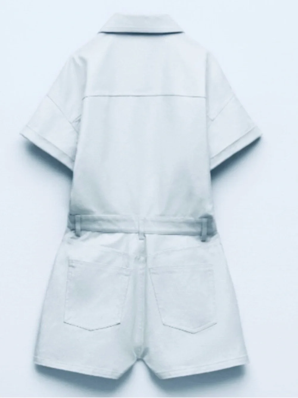 NWOT ZARA Metallic Denim Dusty Blue / Gray Shimmer  Romper |Size XS - Picture 7 of 11